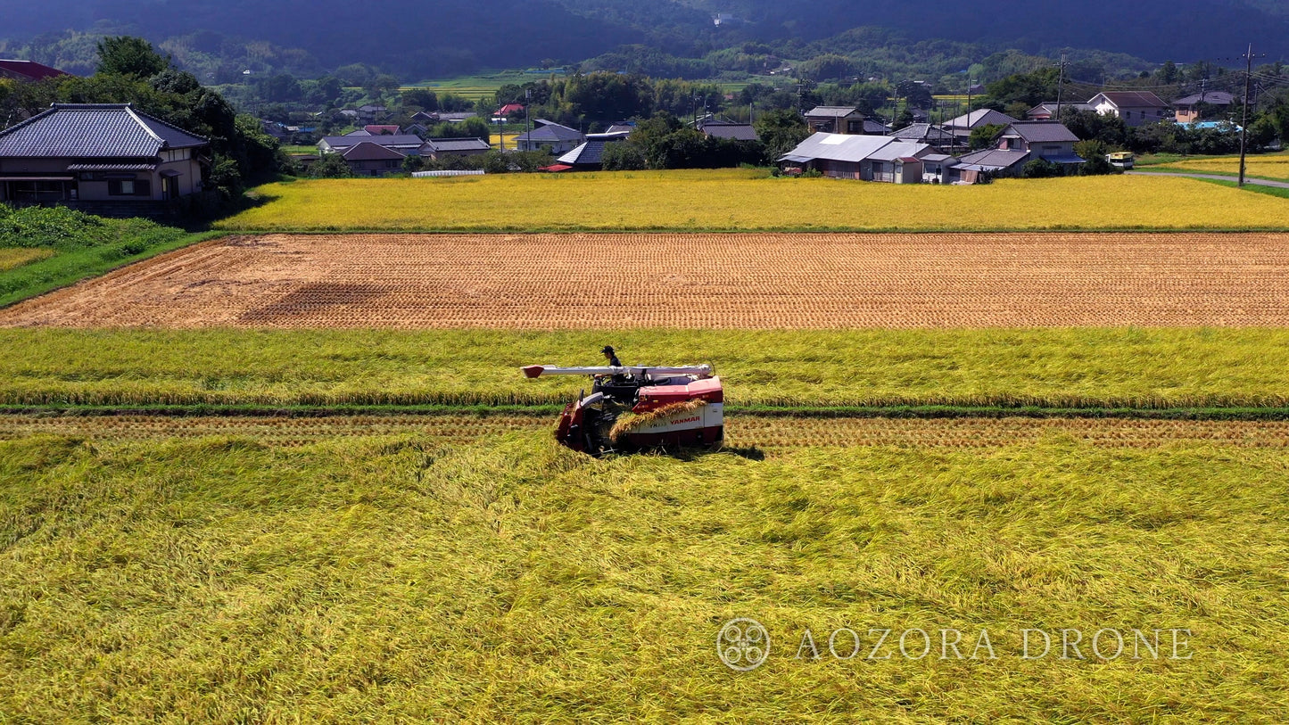 Japanese countryside countryside and rice harvest Drone image material carefully selected 5-piece set