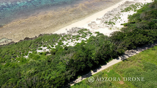 Coastline of "Romance Road", one road to Kudaka Island "Cape Kaber" Drone image footage Carefully selected 5-piece set [Okinawa Prefecture, Japan]