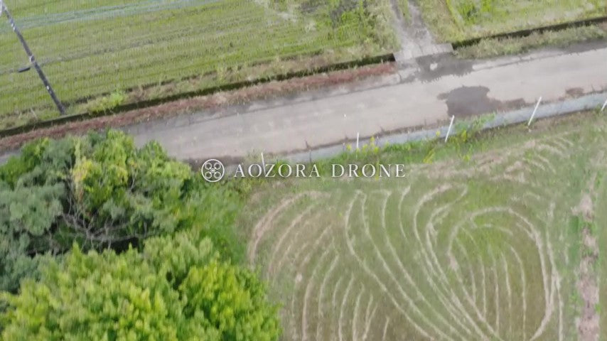 芝生と土のある校庭(グラウンド)の上空を飛行する映像 ドローン動画素材