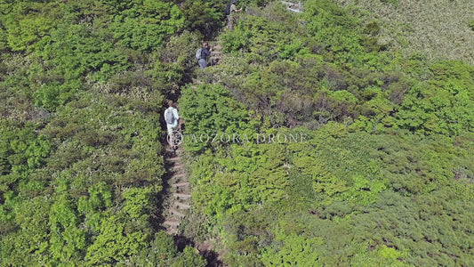 Mount Heibi mountain climbing with lush greenery Drone aerial video footage [Yuzawa Town, Minamiuonuma County, Niigata Prefecture / Minakami Town, Gunma Prefecture, Japan]