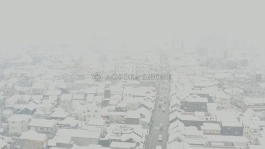 Koedo Kawagoe "Kurazukuri Townscape" Snow scene Drone video Footage [Saitama Prefecture Kawagoe City, Japan]