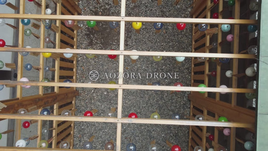 Wind Chime Corridor coloring the precincts of a shrine where Japanese tradition and culture reside Drone aerial video footge [Kawagoe City, Saitama Prefecture, Japan]