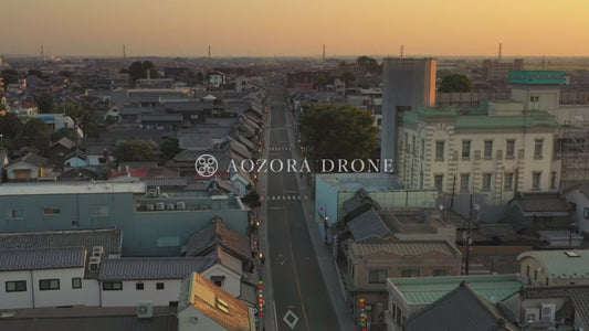 Koedo Kawagoe "Kurazukuri Townscape" Summer Morning Drone Video footage [Kawagoe City, Saitama Prefecture, Japan]
