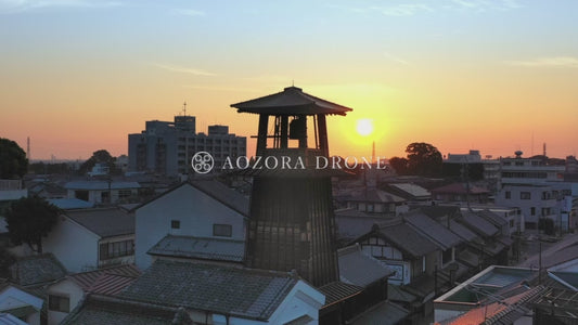 Kawagoe "Toki no Kane" summer morning drone video footage [Kawagoe City, Saitama Prefecture, Japan]