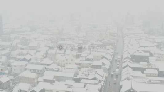 Koedo Kawagoe "Kurazukuri Townscape" Taken in 2023 Snow scenery Drone video footage [Kawagoe City, Saitama Prefecture, Japan]