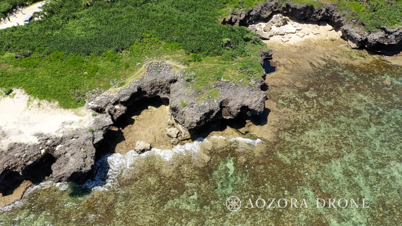 The sea of ​​"Kouri Bridge" "Tine Beach" and "Heart Rock" Drone image footage Carefully selected 5-piece set [Okinawa Prefecture, Kouri Island/Yagaji Island, Japan]
