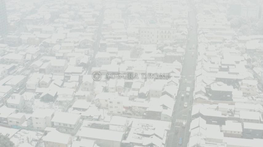 Koedo Kawagoe "Kurazukuri Townscape" Taken in 2023 Snow scenery Drone video footage [Kawagoe City, Saitama Prefecture, Japan]