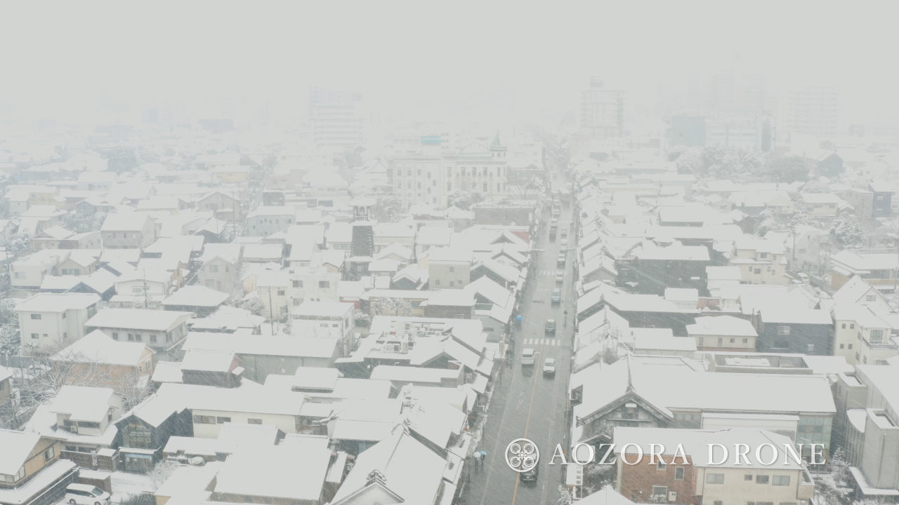 Koedo Kawagoe "Kurazukuri Townscape" Snow scene Drone aerial photography image footage Carefully selected 5 pieces set
