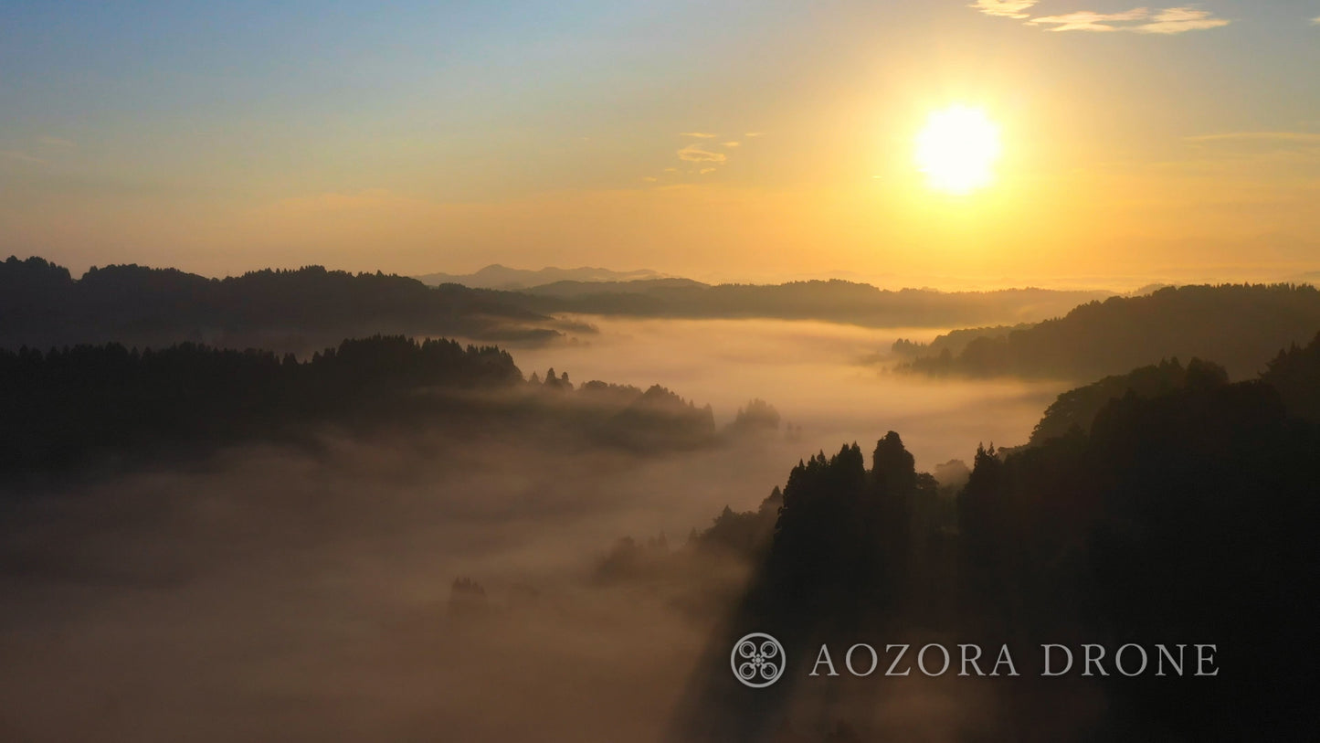 Set of 5 carefully selected drone images of Japan's various sunrises [Chichibu, Okutama, Niigata, Kawagoe]